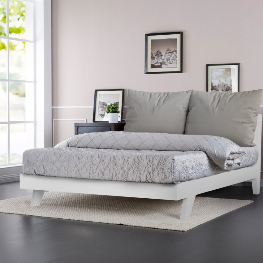 Modern design tweepersoonsbed 160x190 cm met lattenbodem en kussens Rust Voorraad Modern design tweepersoonsbed 160x190 cm met lattenbodem en kussens Rust Voorraad