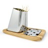 Tafelmodel spieshouder roestvrij staal met houten basis Gran Sasso Plus Aanbieding