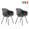 2 x Moderne designstoelen voor bar of keuken in polyethyleen, metalen poten Fade C1 Verkoop