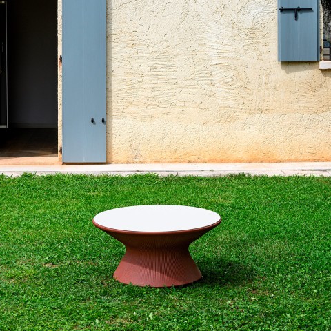 Ronde lage design salontafel voor tuin Fade T1-C Plus Aanbieding