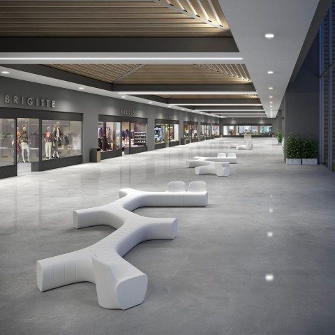 Modulaire binnen- en buitenbank van polyethyleen, modern design Jetlag P1 Aanbieding