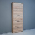 Ruimtebesparende smalle schoenenkast 5 deuren 15 paar schoenen hout KimShoe 5SS Keuze