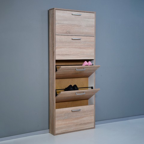 Ruimtebesparende smalle schoenenkast 5 deuren 15 paar schoenen hout KimShoe 5SS Aanbieding