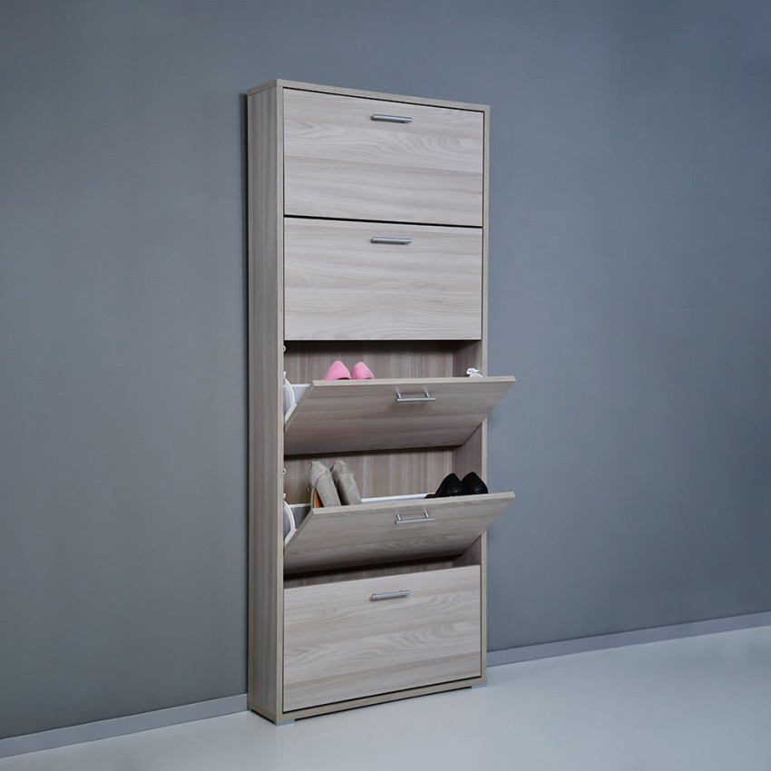 KimShoe 5OP Moderne Houten Schoenenkast met 5 Deuren voor 15 Paar Schoenen Aanbieding