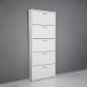 Moderne witte design schoenenkast met 5 deuren voor 15 paar schoenen KimShoe 5WP Catalogus