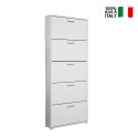 Moderne witte design schoenenkast met 5 deuren voor 15 paar schoenen KimShoe 5WP Verkoop