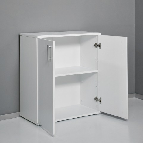 Moderne multifunctionele kast 2 compartimenten, wit, KimSpace 2WP voor woonkamer of kantoor Aanbieding