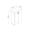 Moderne multifunctionele kast 2 compartimenten, wit, KimSpace 2WP voor woonkamer of kantoor Afmetingen