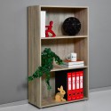 Lage boekenkast kantoor 3 vakken 2 verstelbare planken hout Kbook 3SS Aanbieding