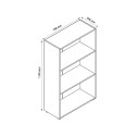 Lage boekenkast kantoor 3 vakken 2 verstelbare planken hout Kbook 3SS Model