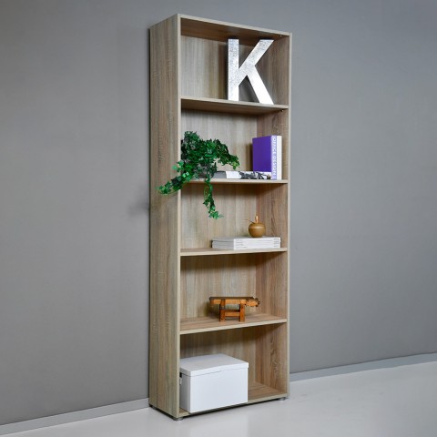 Boekenkast hout 5 vakken verstelbare planken kantoor woonkamer Kbook 5SS Aanbieding