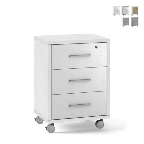 Moderne kantoorbureau met 3 laden, wielen en slot - Rotontwerp Aanbieding