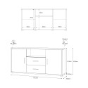Moderne dressoir Selena met 2 deuren en 2 lades voor keuken en woonkamer 
