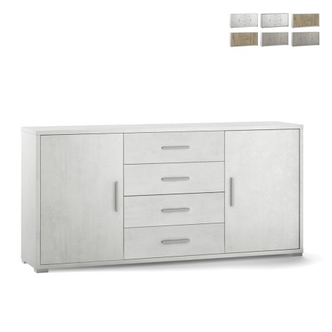 Moderne dressoir 2 deuren 4 laden buffetkast woonkamer Cleore Aanbieding