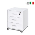 Moderne kantoordesign: Bureau met 3 lades, sleutel en wielen Cour Kortingen