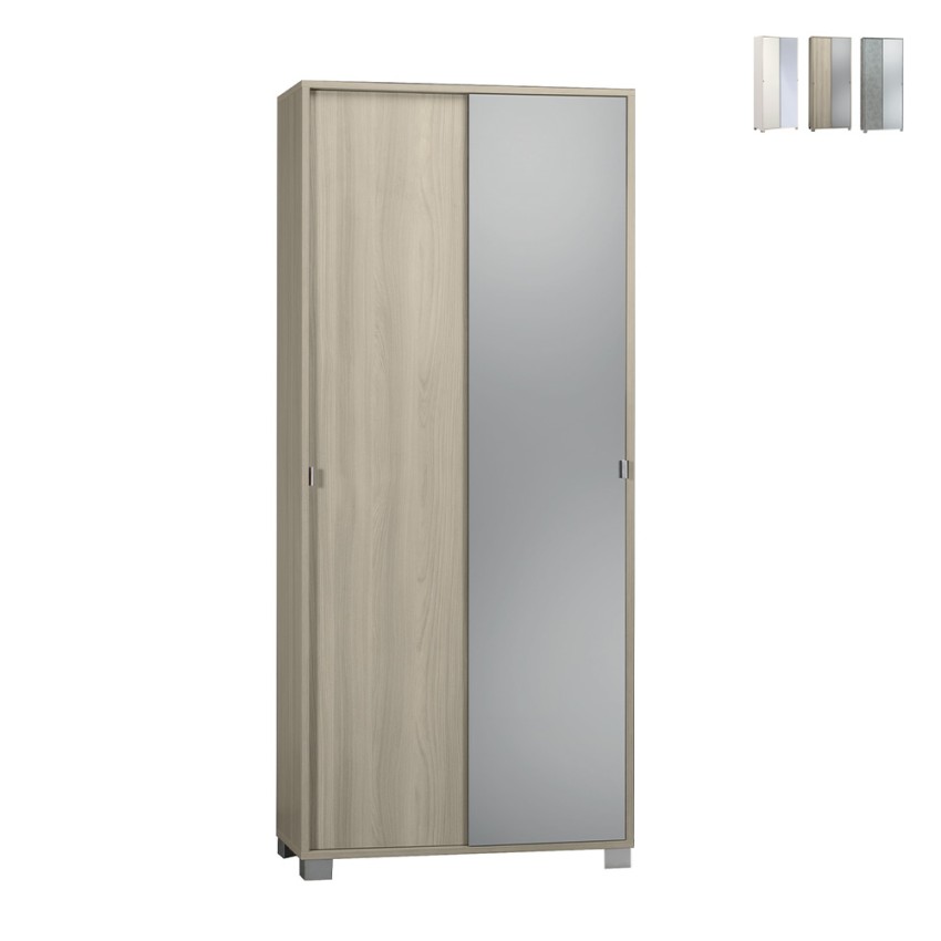 Spiegelkast met 2 schuifdeuren en 8 planken Livo Verkoop Spiegelkast met 2 schuifdeuren en 8 planken Livo Verkoop