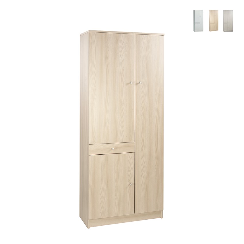 Wilton veelzijdige kledingkast met 6 planken, lade en 3 deuren Aanbieding Wilton veelzijdige kledingkast met 6 planken, lade en 3 deuren Aanbieding