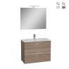 Hangend badkamermeubel 80cm met wasbak, 2 lades en LED-spiegel Mia Aanbieding