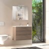 Hangend badkamermeubel 80cm met wasbak, 2 lades en LED-spiegel Mia Aanbod