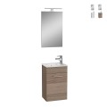 Compacte zwevende badkamermeubel 40 cm met wastafel, deur & LED spiegel Mia Aanbieding