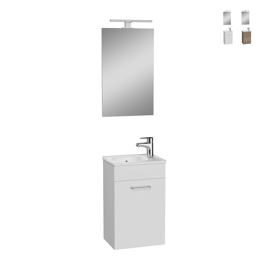 Compacte zwevende badkamermeubel 40 cm met wastafel, deur & LED spiegel Mia Verkoop