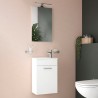Compacte zwevende badkamermeubel 40 cm met wastafel, deur & LED spiegel Mia Aanbod