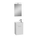 Compacte zwevende badkamermeubel 40 cm met wastafel, deur & LED spiegel Mia Kortingen
