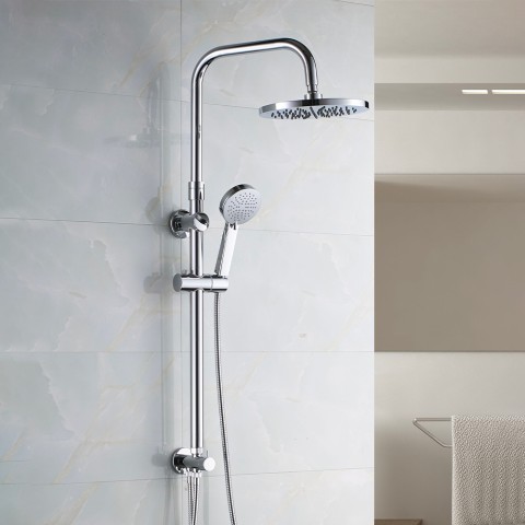 Chromen stalen douchekolom met Ø 25cm hoofddouche en 3-standen handdouche Papete Aanbieding