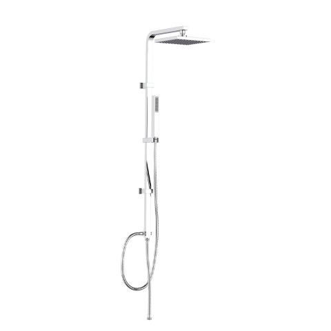 Moderne chroom douchekolom met 20x20 cm regendouche en handdouche Kube Aanbieding