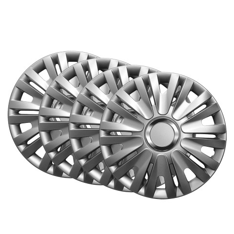 Set van 4 universele wieldeksels auto 15'' in verchroomd ABS Topaz Aanbieding