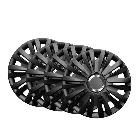 Set van 4 universele wieldoppen 13'' ABS chroom zwart Topaz Black Aanbieding