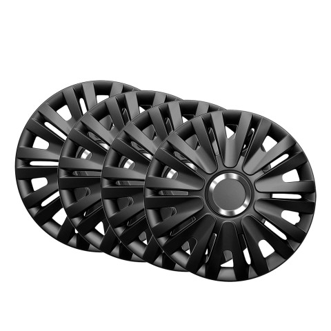 Set van 4 universele wieldoppen 14'' ABS chroom zwart Topaz Black Aanbieding