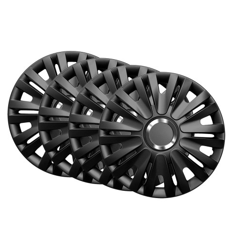 Set van 4 universele wieldoppen 15'' ABS chroom zwart Topaz Black Aanbieding