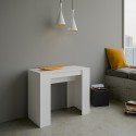 Uitschuifbare eetkamertafel console 90x48-308cm wit hout Basic Korting