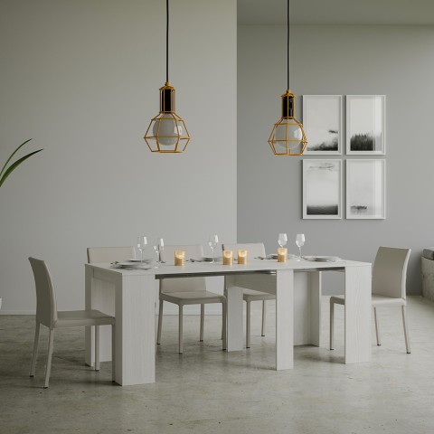 Uitschuifbare eetkamertafel console 90x48-308cm wit hout Basic Aanbieding