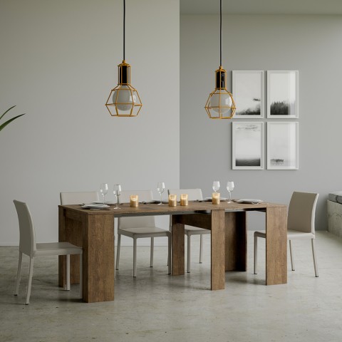 Uitschuifbare designtafel 90x48-308cm eettafel hout Basic Noix Aanbieding