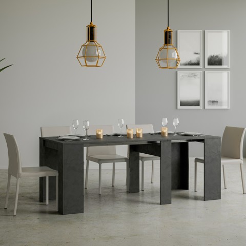 Uitschuifbare console tafel 90x48-308cm modern design antraciet Basic Report Aanbieding