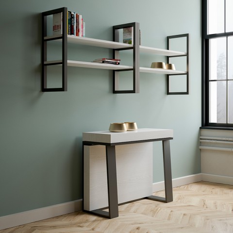 Uitschuifbare console 90x40-288cm witte design eettafel metaal Asia Aanbieding
