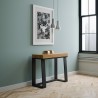 Moderne, uitschuifbare design console 90x40-288cm hout metaal Asia Oak Verkoop