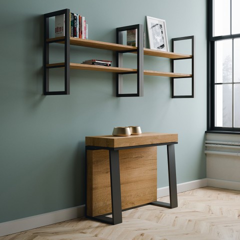Modern design uitschuifbare consoletafel 90x40-288cm hout metaal Azië Eik Aanbieding