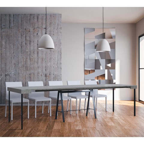 Design uitschuifbare consoletafel 90x40-300cm grijs metaal Banco Concrete Aanbieding