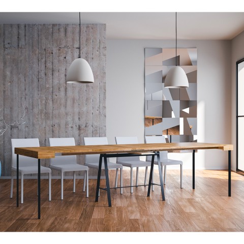 Uitschuifbare eetkamer console tafel 90x40-300cm hout Banco Fir Aanbieding