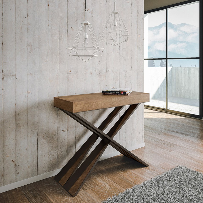 Uitschuifbare console tafel in walnoot 90x40-196cm Diago Small Noix Aanbieding