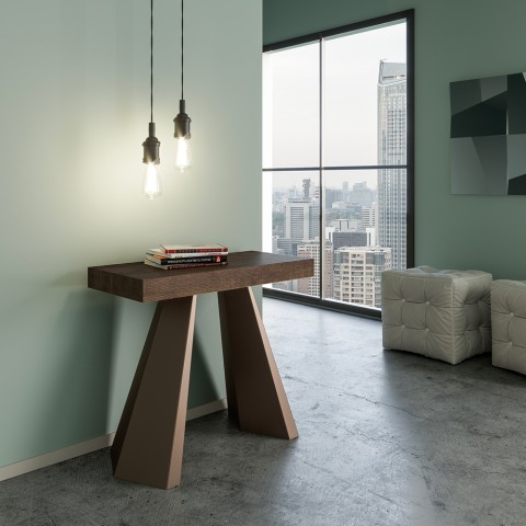Uitschuifbare tafelconsoletafel notenhout 90x40-196cm Diamante Small Premium Noix Aanbieding