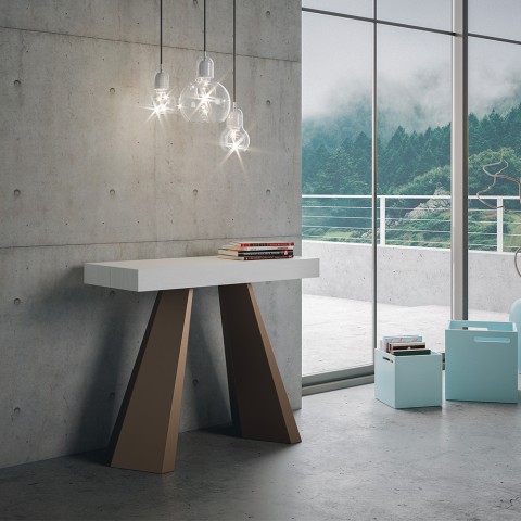 Uitbreidbare moderne witte tafelconsolle 90x40-300cm Diamante Aanbieding