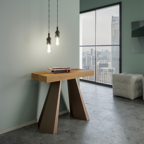 Uitschuifbare houten console 90x40-300cm moderne tafel Diamante Oak Aanbieding