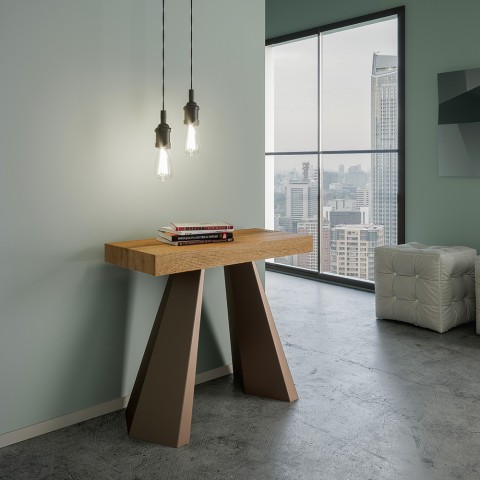 Uitschuifbare houten consoletafel 90x40-300cm moderne tafel Diamante Eik Aanbieding