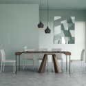 Uitschuifbare houten console tafel 90x40-300cm in walnoot Diamante Noix Korting