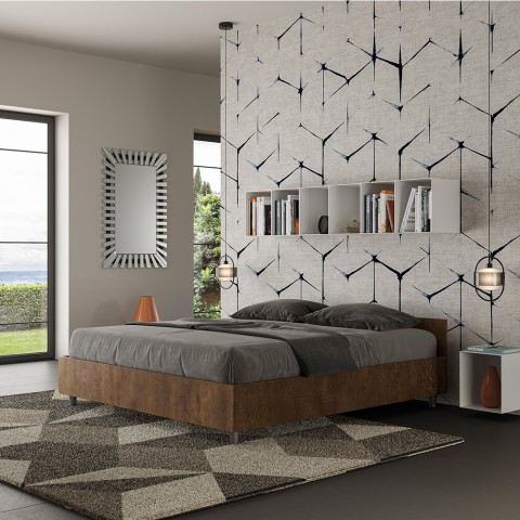 Tweepersoonsbed met opbergruimte 160x190cm walnotenhout Nuamo Noix Aanbieding