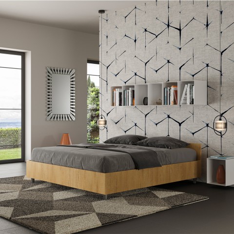 Houten tweepersoonsbed met opbergruimte 160x190cm Nuamo Oak Aanbieding